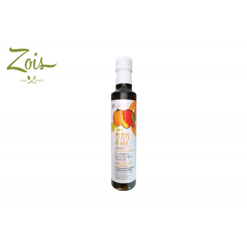GREEN&BLU CONDIMENT EXTRA VIRGIN OLIVE OIL WITH MANGO AND ORANGE IN ORGANIC EVOO 250ML