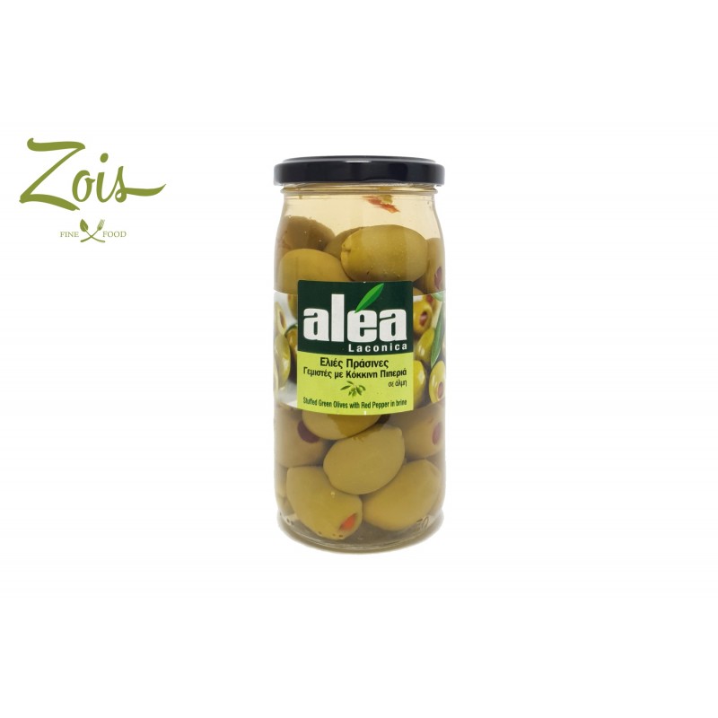 GREEN OLIVES STUFFED WITH PEPPER ALEA 200g
